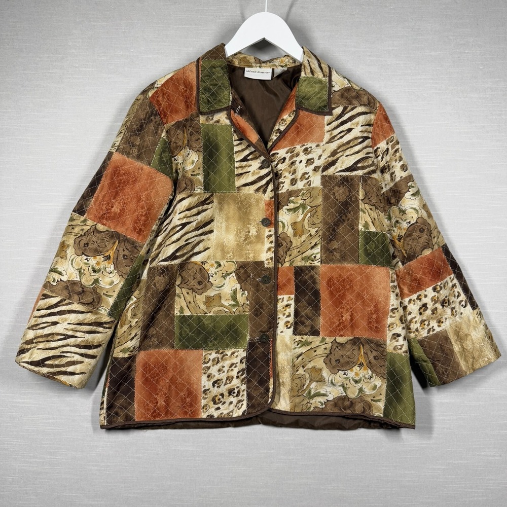 Aldred Dunner Jacket Womens 10 Color Block Animal Print Cheetah Zebra Silk